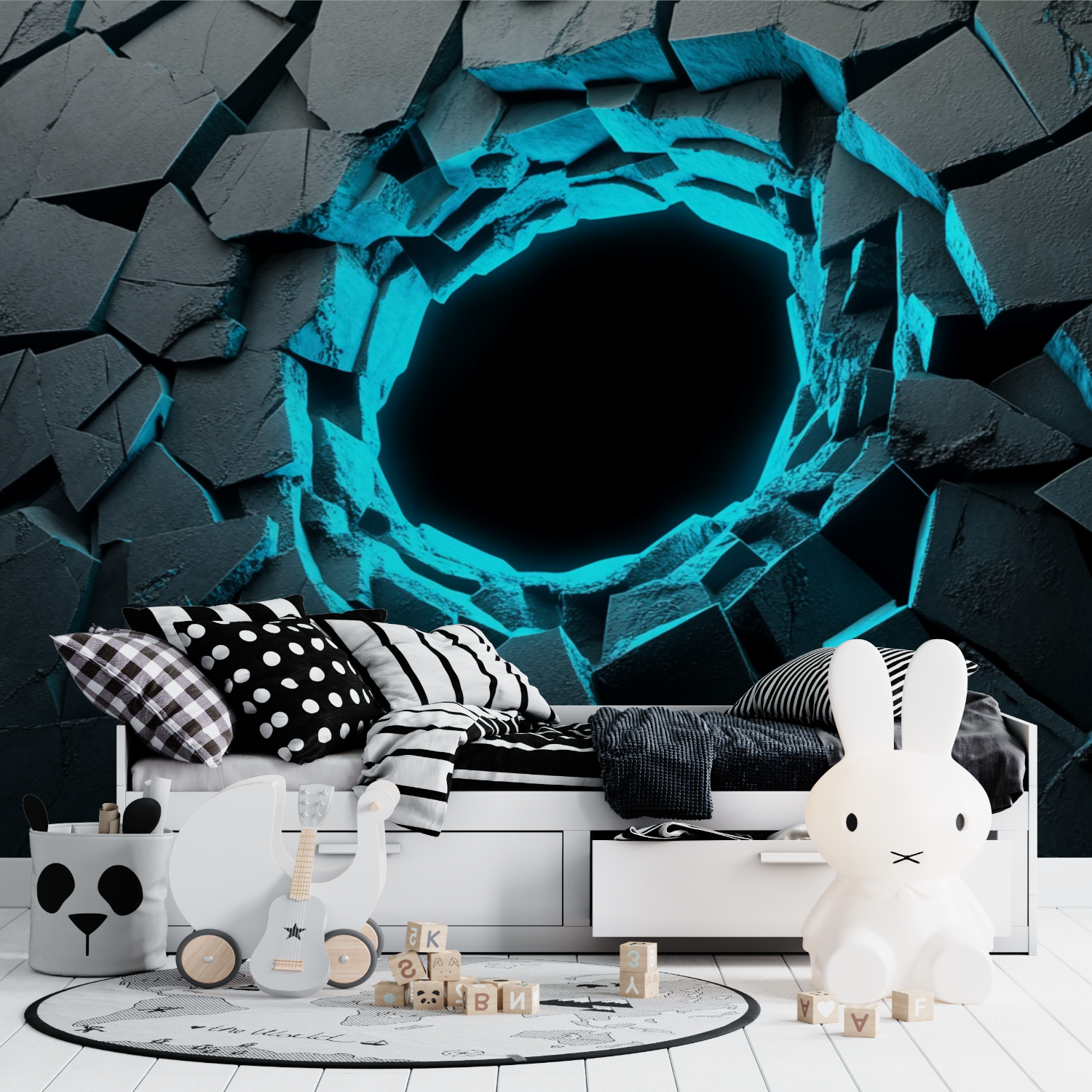 Papier peint effet neon gaming tapisserie ado