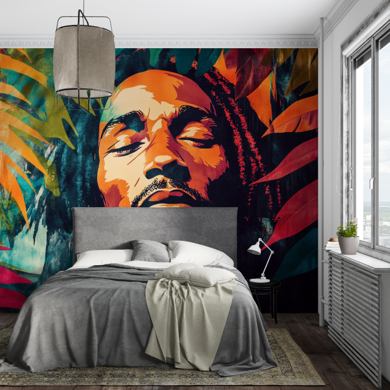 Papier peint tapisserie bob marley piece ados