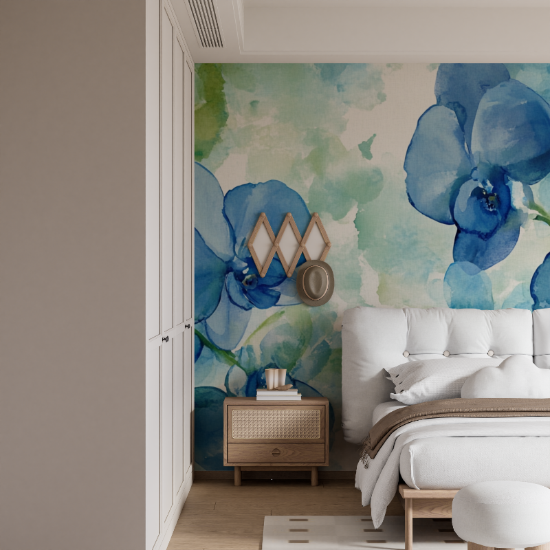 Papier peint aquarelle orchidees style elegant mural