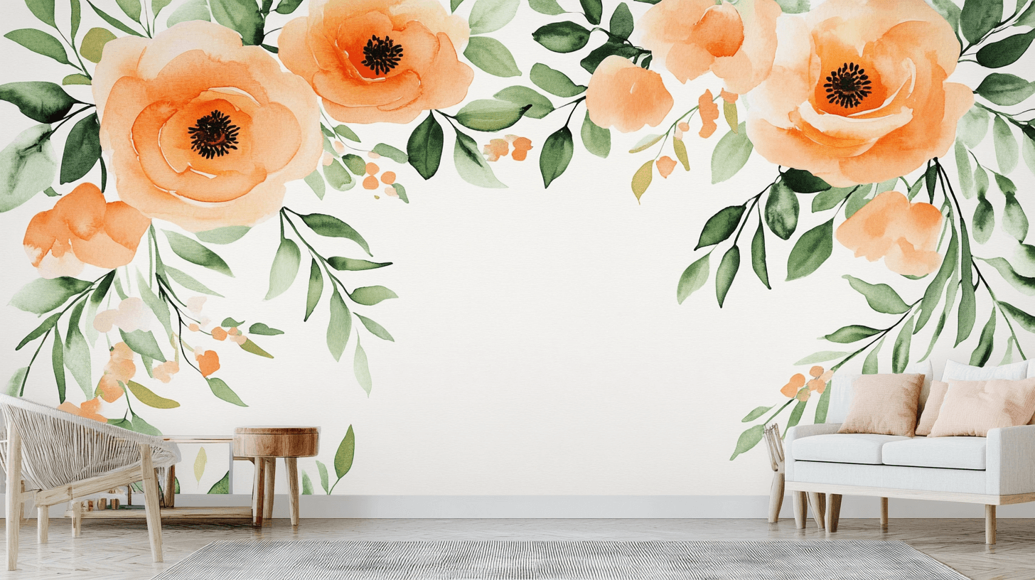 Papier Peint Fleur Orange