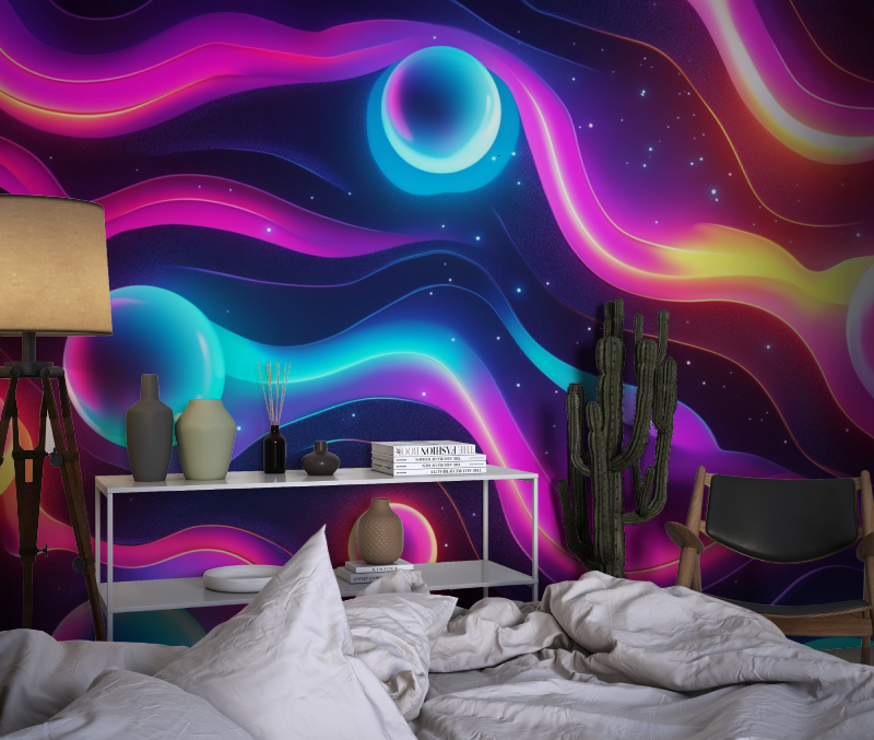 Papier peint electro neon chambre dado1