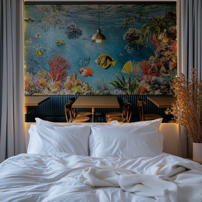 Papier peint trompe loeil aquarium chambre premium