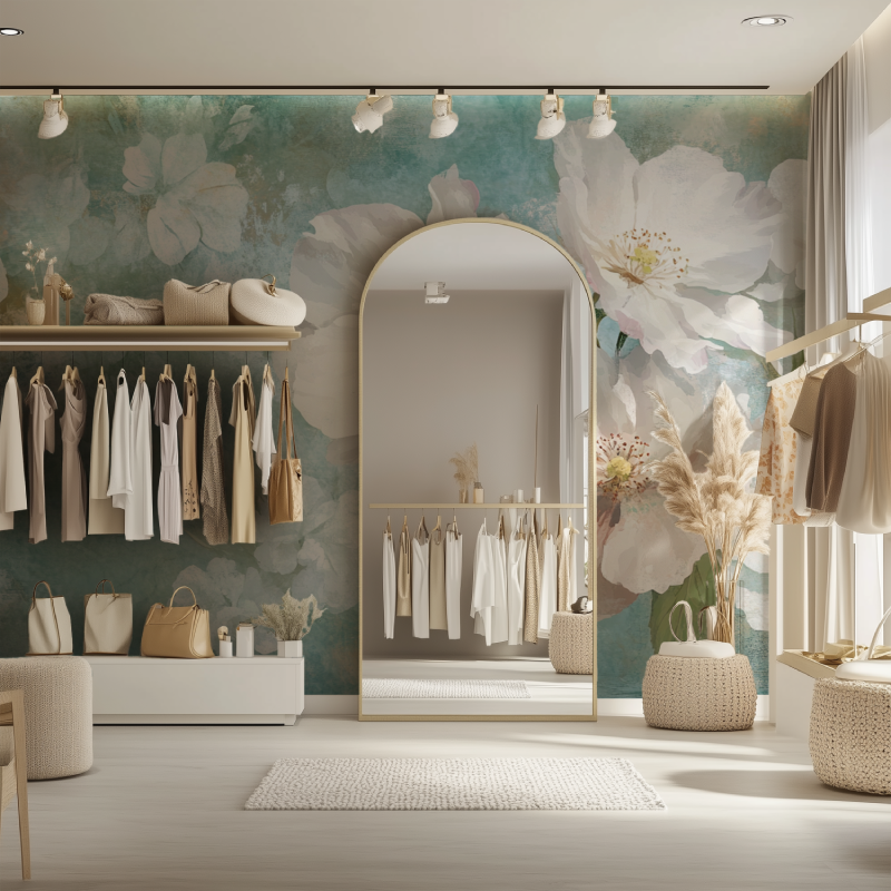 Papier peint fleur chambre dressing