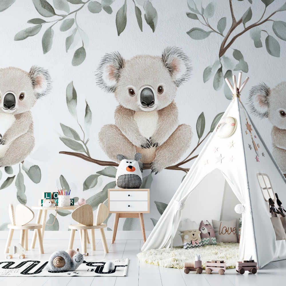 Papier peint koala et douceur lactee chambre bebe