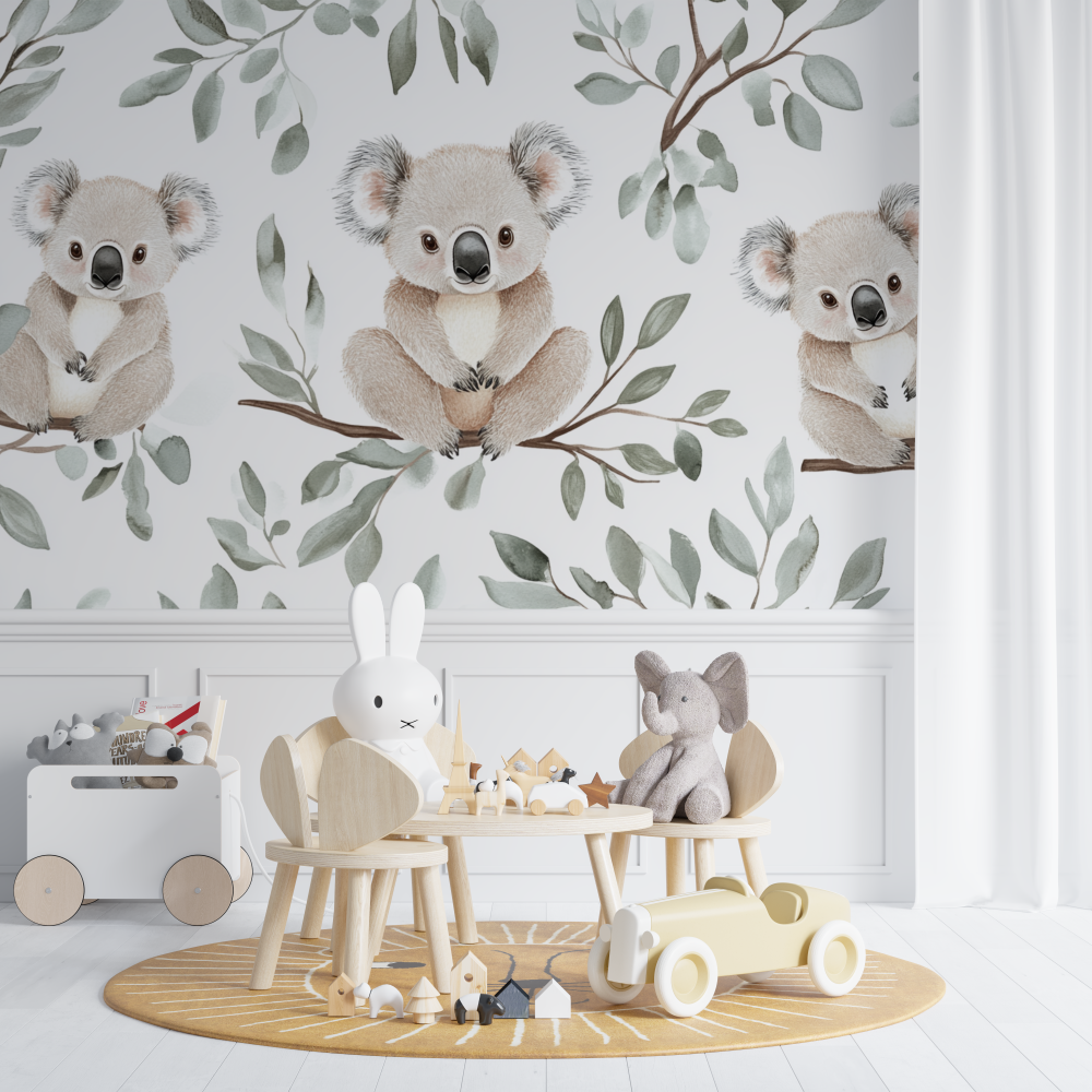 Papier peint koala et douceur lactee chambre de bebe