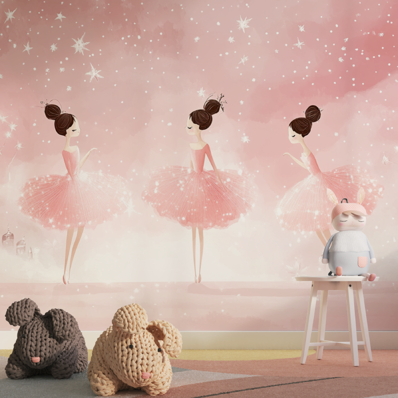 Papier peint ballerines tapisserie pour fille