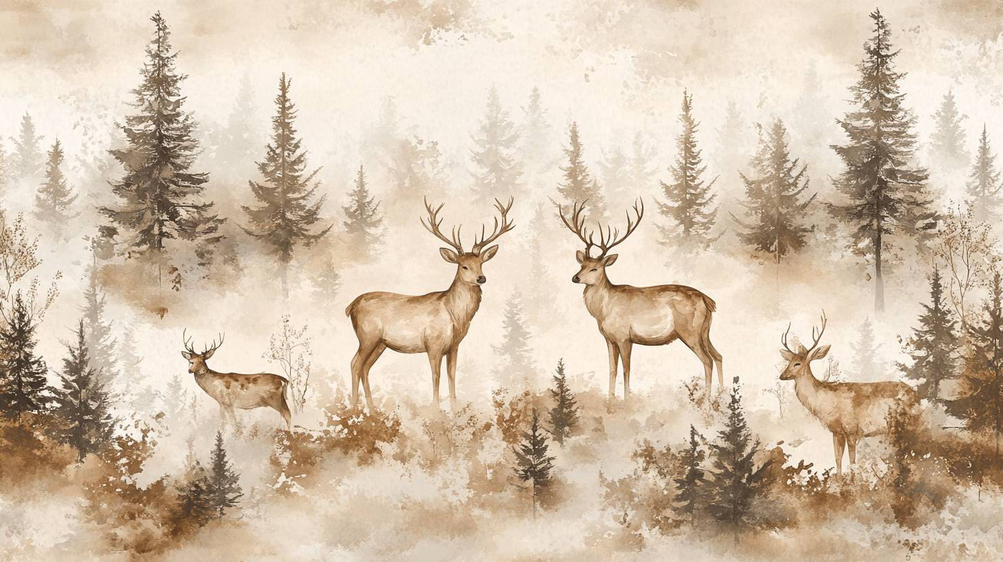 Papier Peint Animaux Forêt Et Cerf Royal