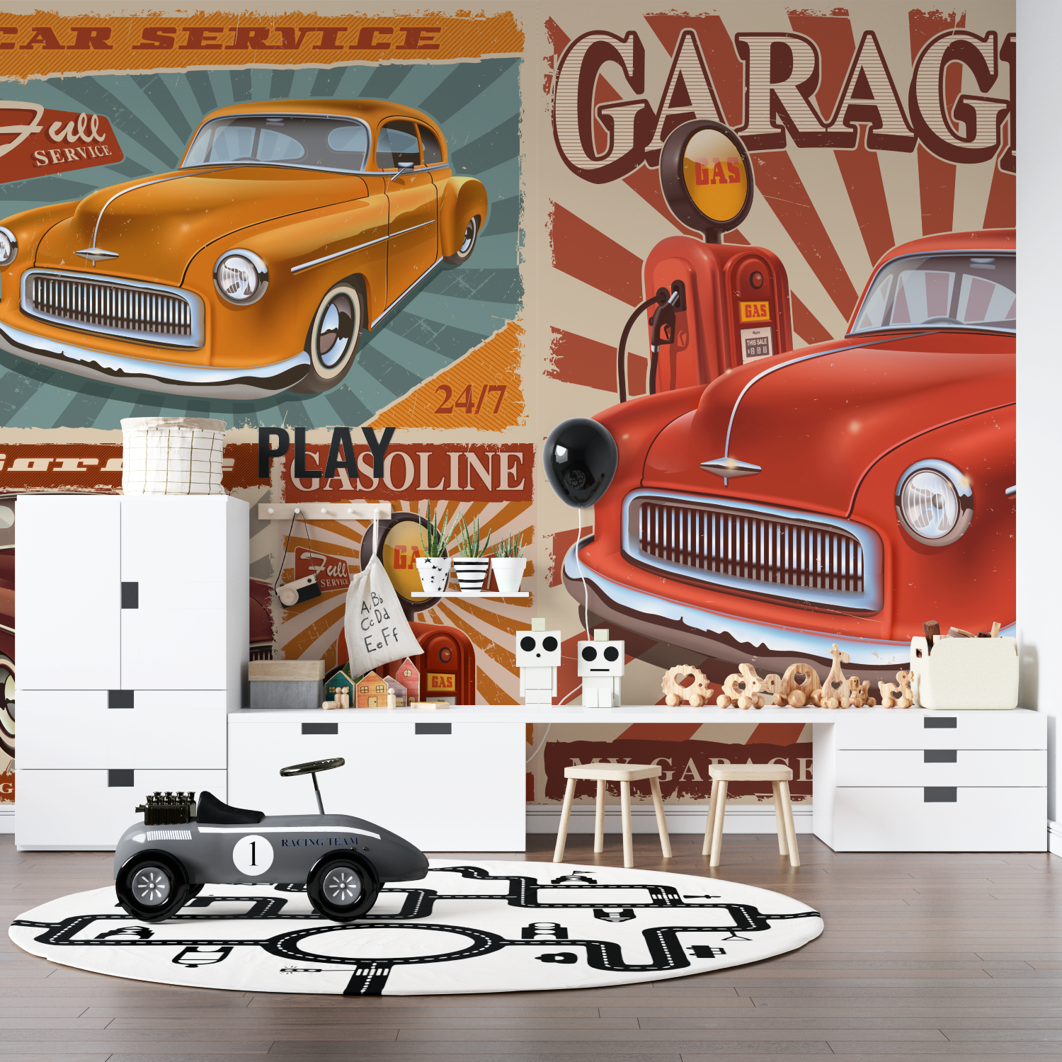 Papier peint retro voiture usa pano anime