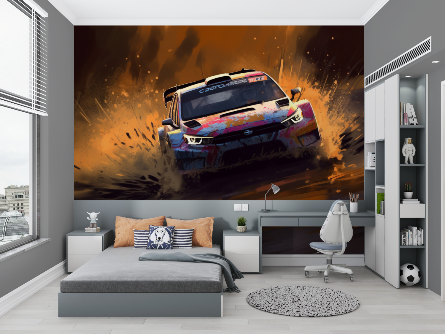 Papier peint voiture de rally chambre petit