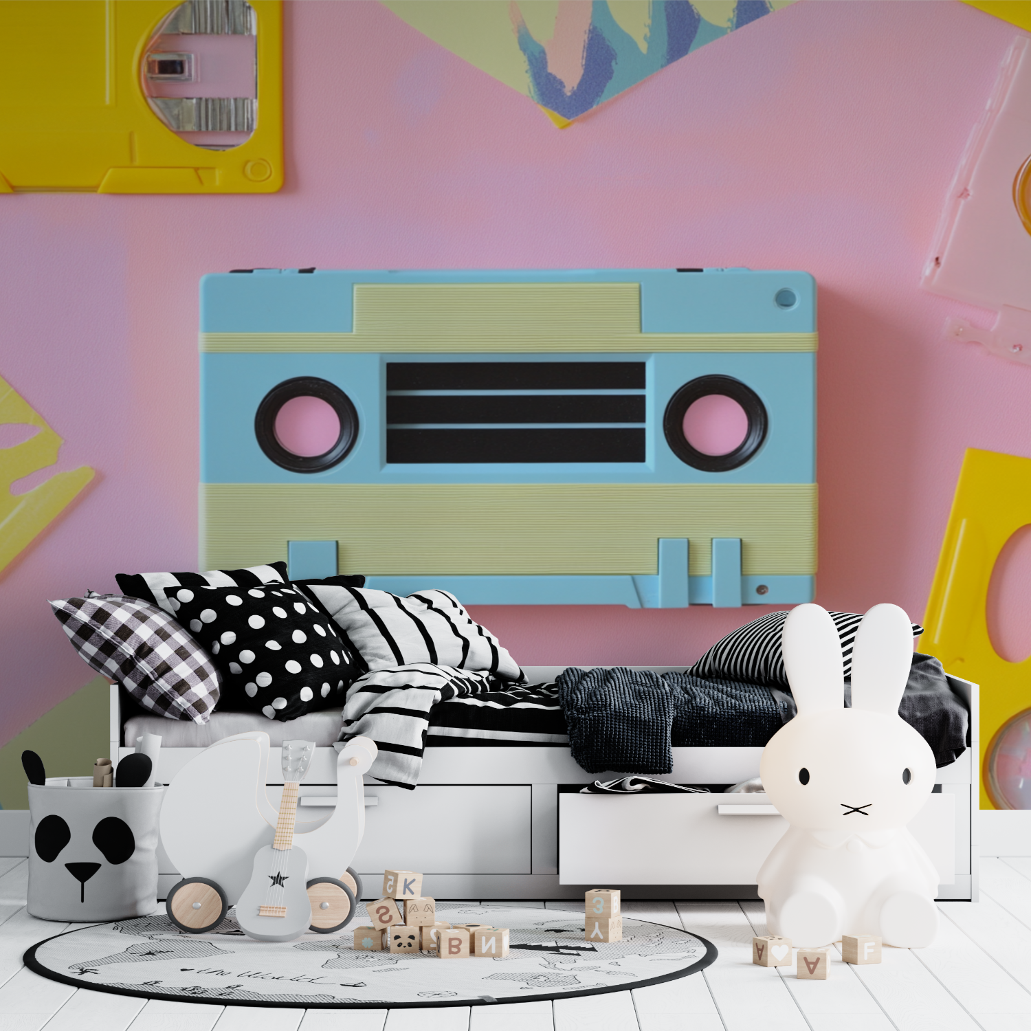 Papier peint style 90s tapisserie ado