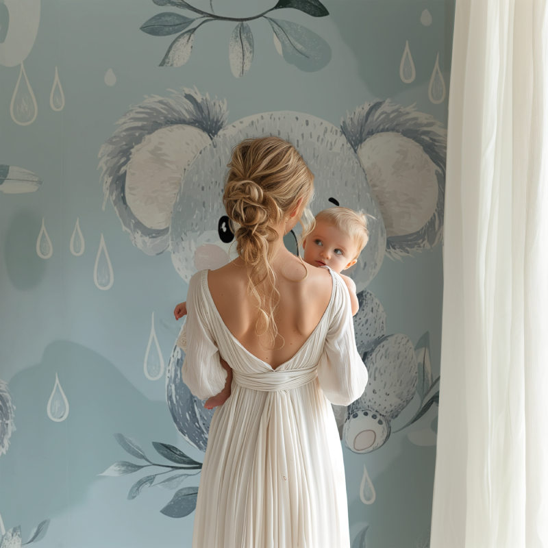 Papier peint koala et pluie douce bb123