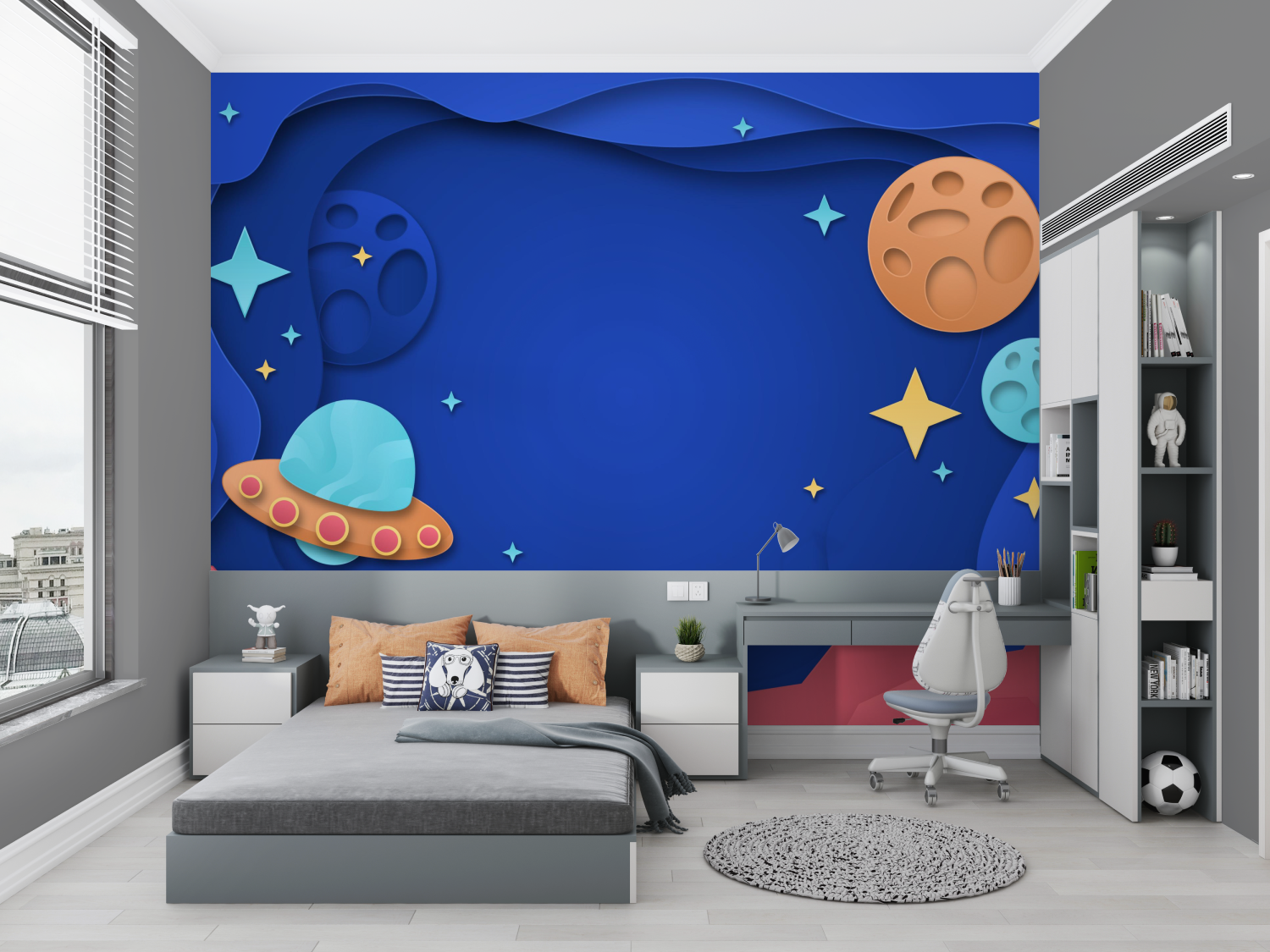 Papier peint theme espace chambre garcon chambre petit
