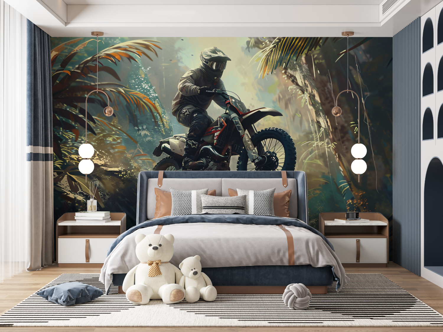 Papier peint mural garcons motocross mur panoramique