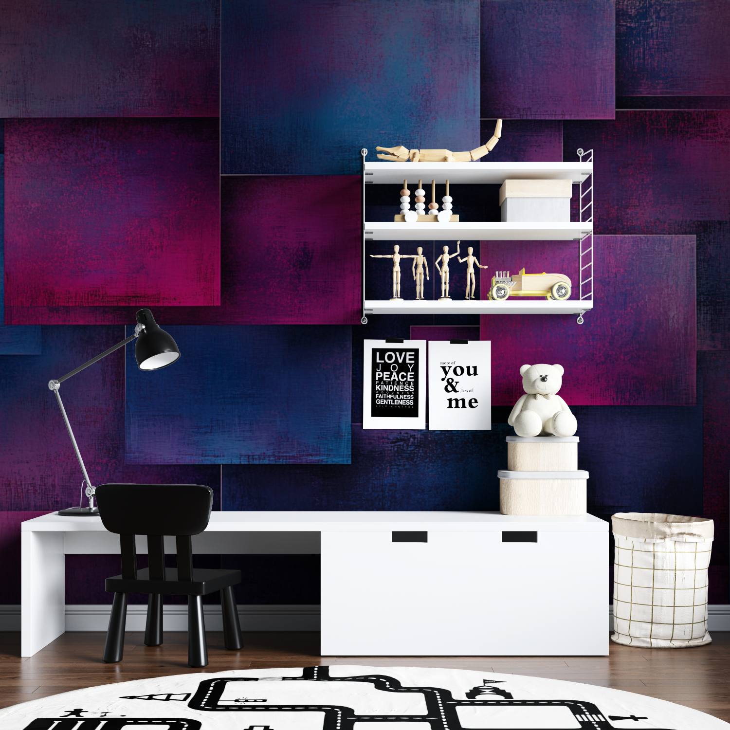 Papier peint carre incandescent tapisserie garcon