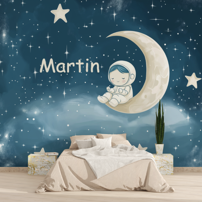 Papier peint prenom etoiles bleu nuit 1815