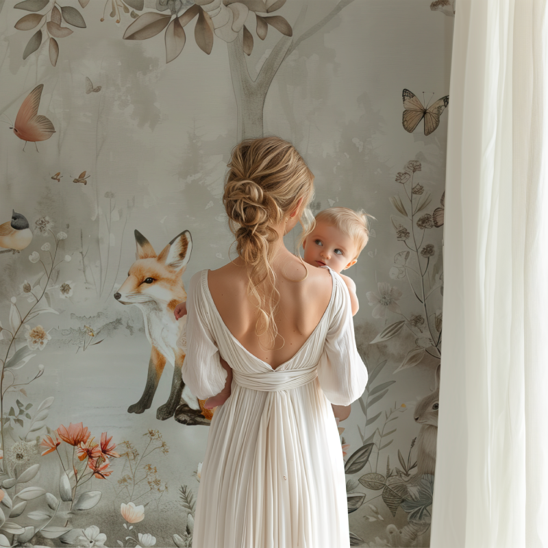 Papier peint renard foret bb123