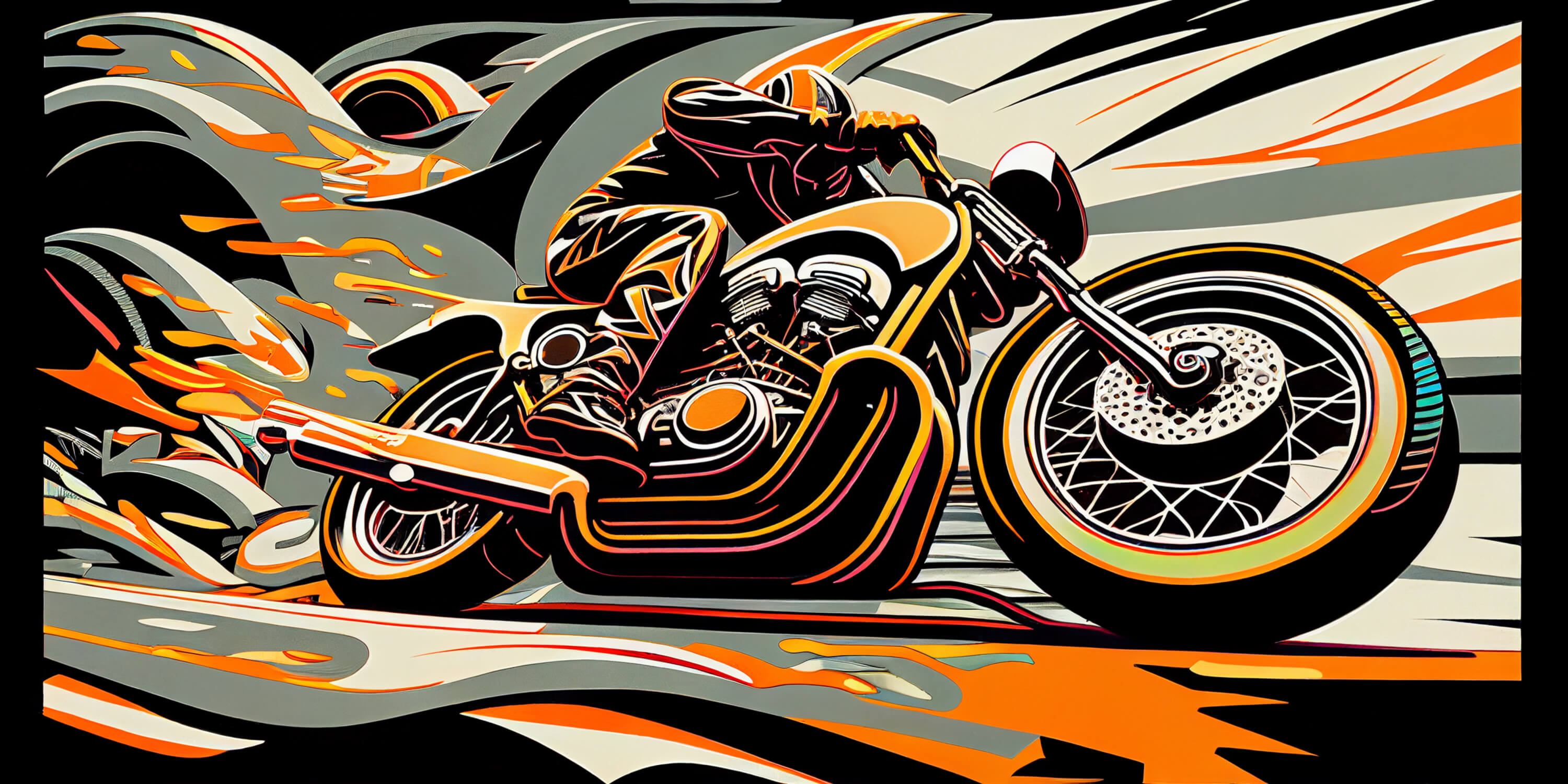 Papier Peint Graffiti Moto Orange