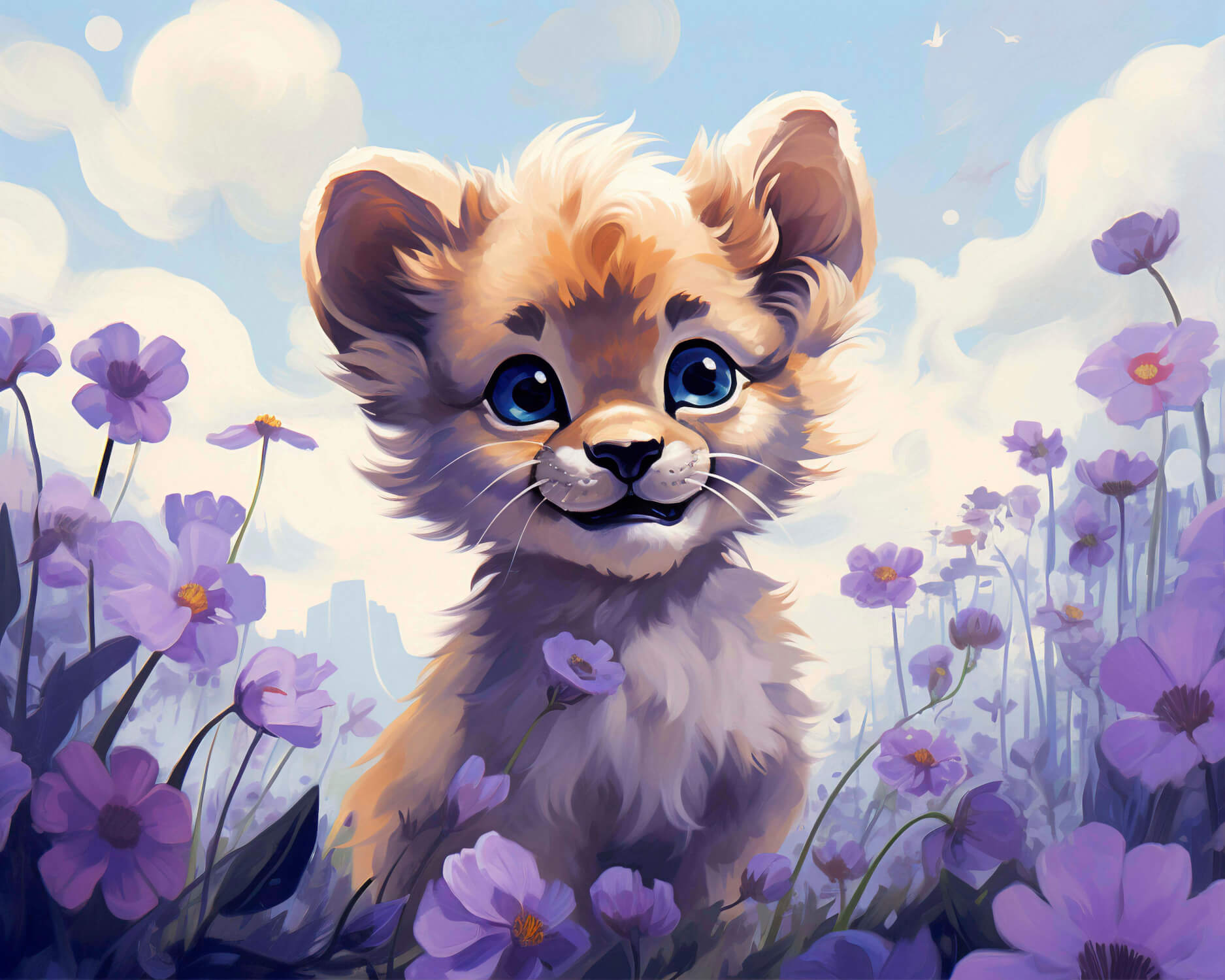 Papier Peint Lion Violet