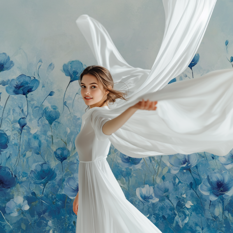 Papier peint fleur bleue modele