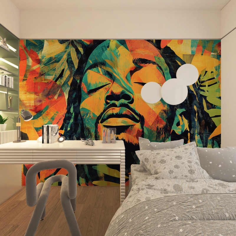 Papier peint afro salon chambre adolescents