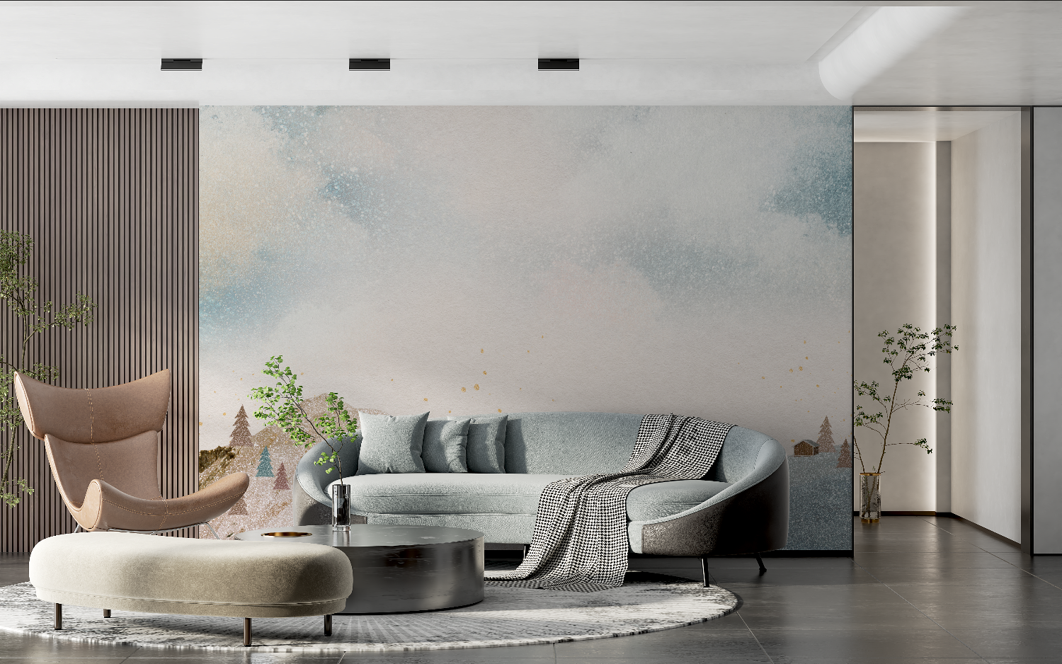 Papier peint aquarelle scandinave bebe tendance 2024