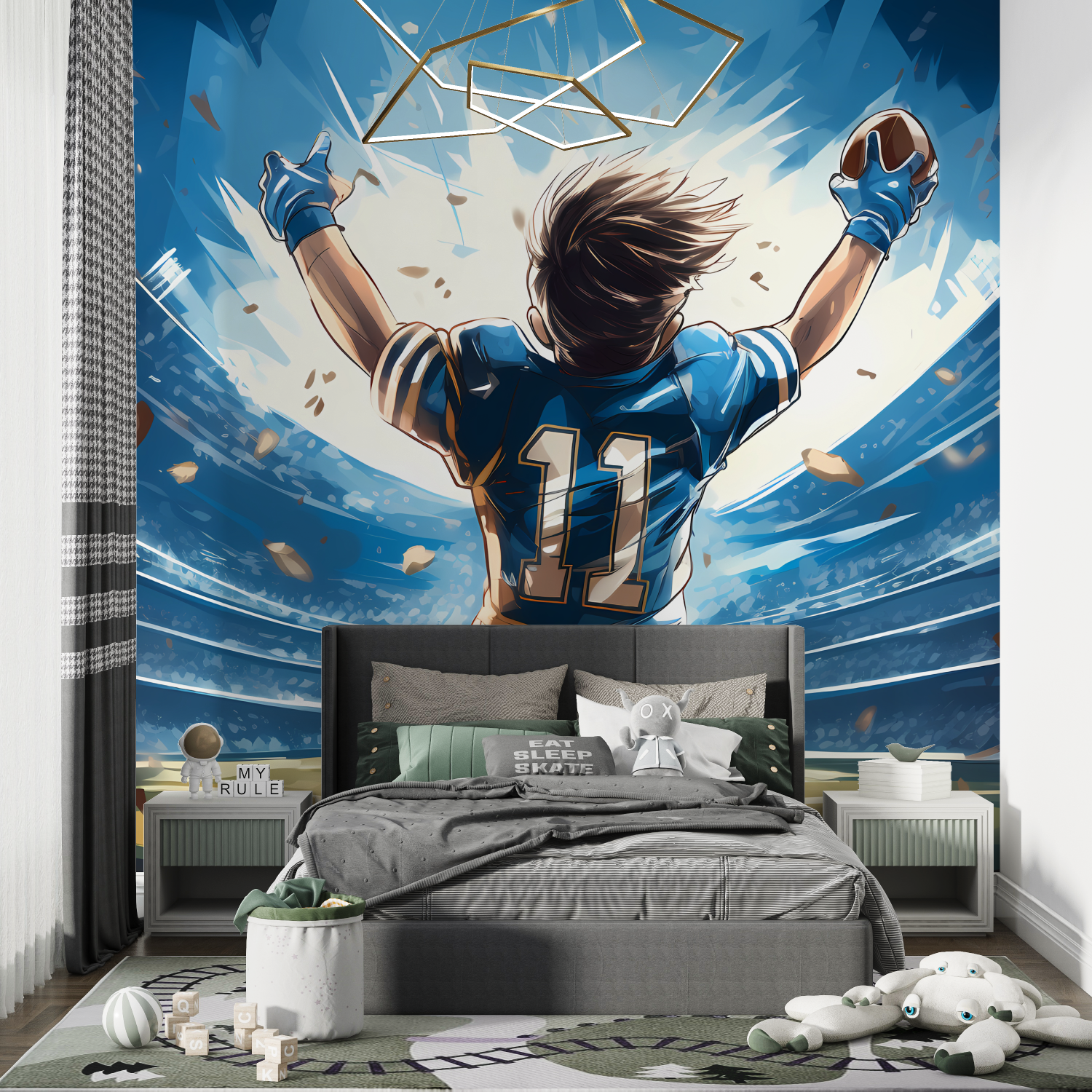 Papier peint joueur de foot anime chambre de garcon