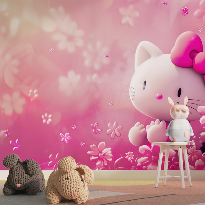 Papier peint hello kitty adorable tapisserie pour fille