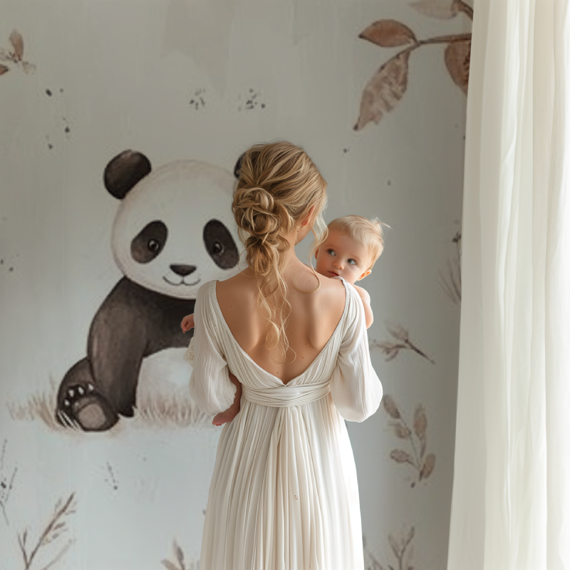 Papier peint panda et animaux de la foret bb123