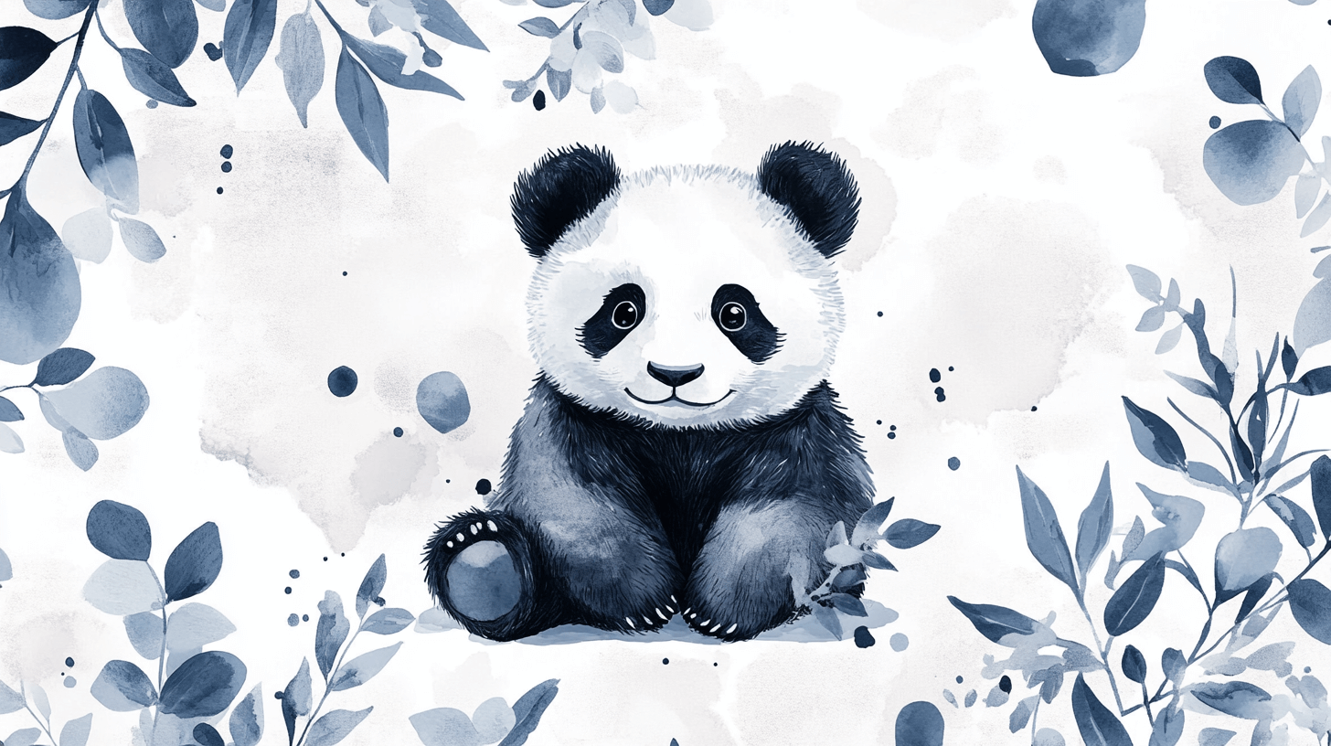 Papier Peint Panda Et Motifs Minimalistes