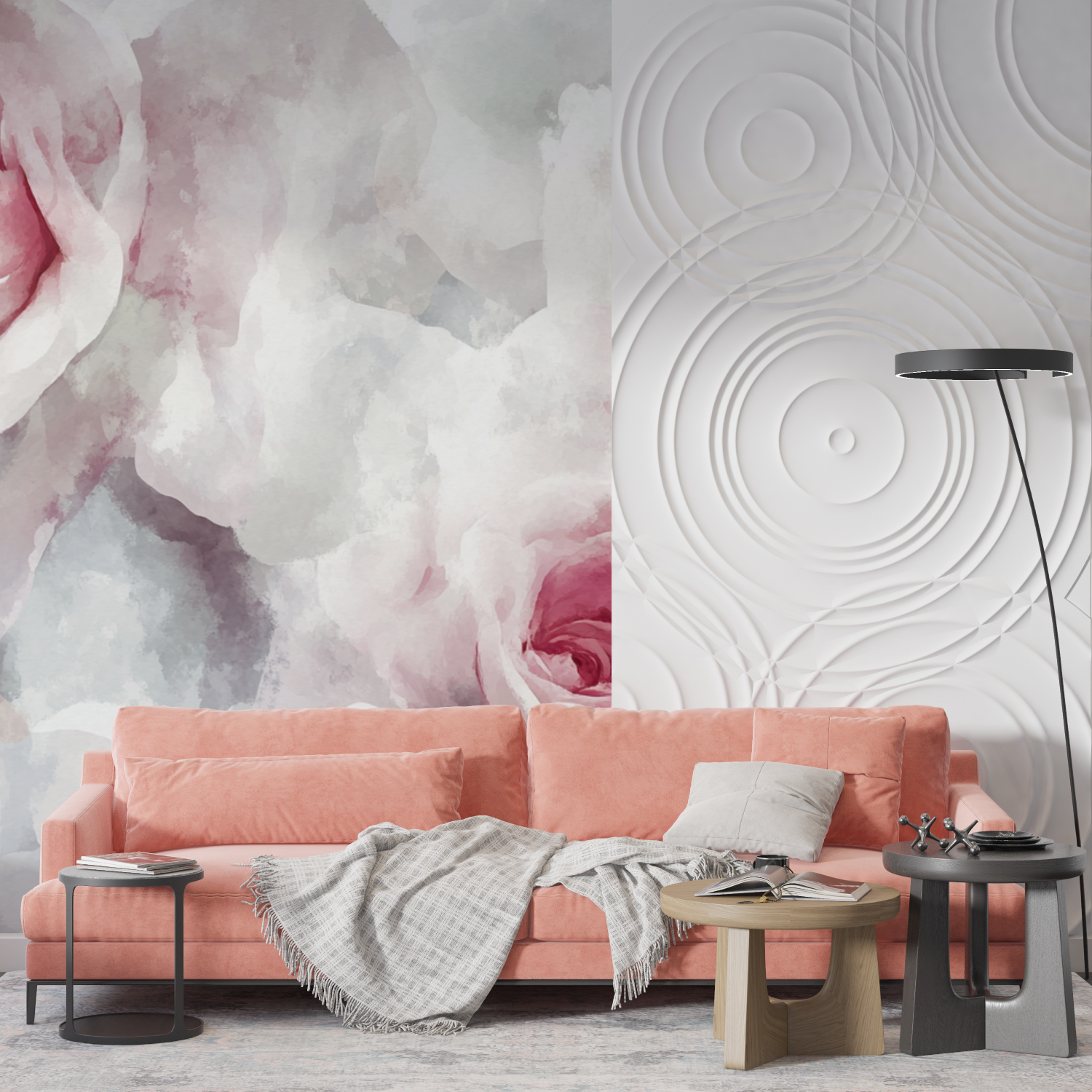 Papier peint aquarelle lys delicats mur