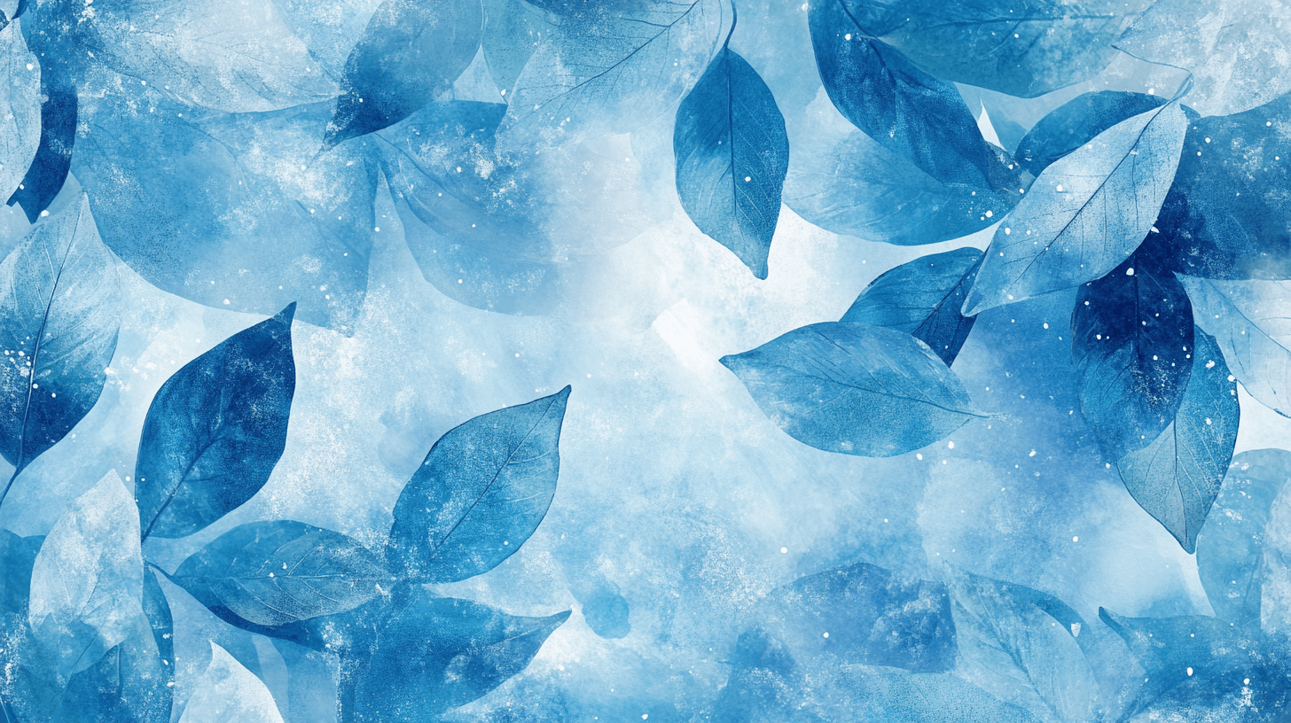 Papier Peint Aquarelle Feuilles Bleus Abstraites