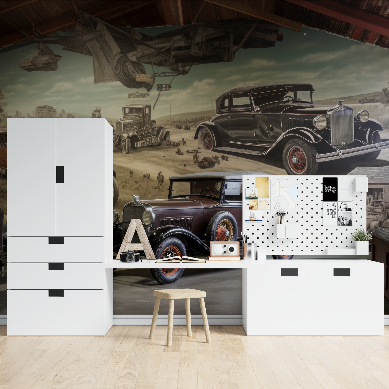 Papier peint voiture ancienne tapisserie spiderman