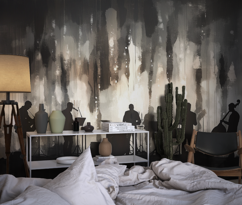 Papier peint deco musique chambre dado1