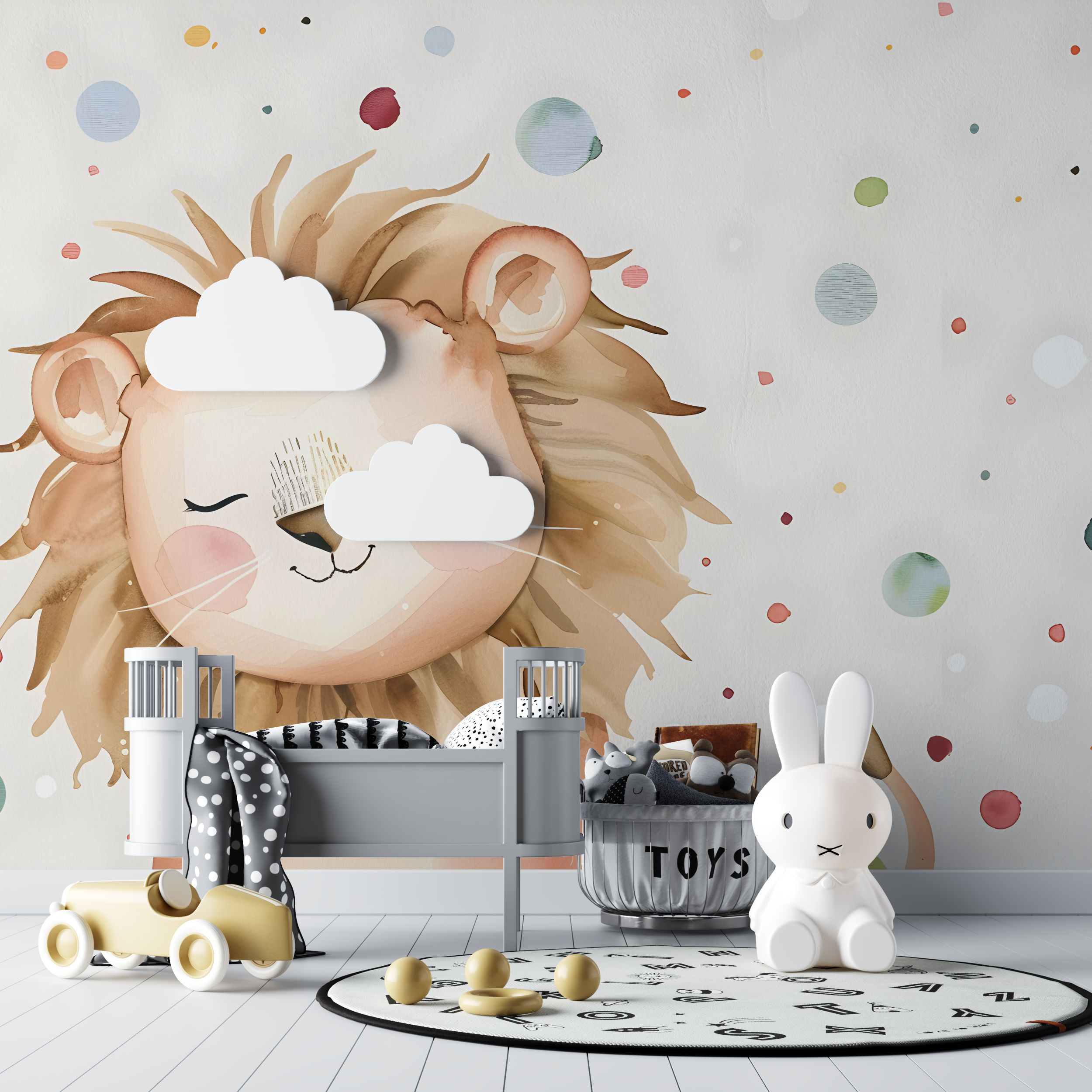 Papier peint lion chambre bebe bebe tipi