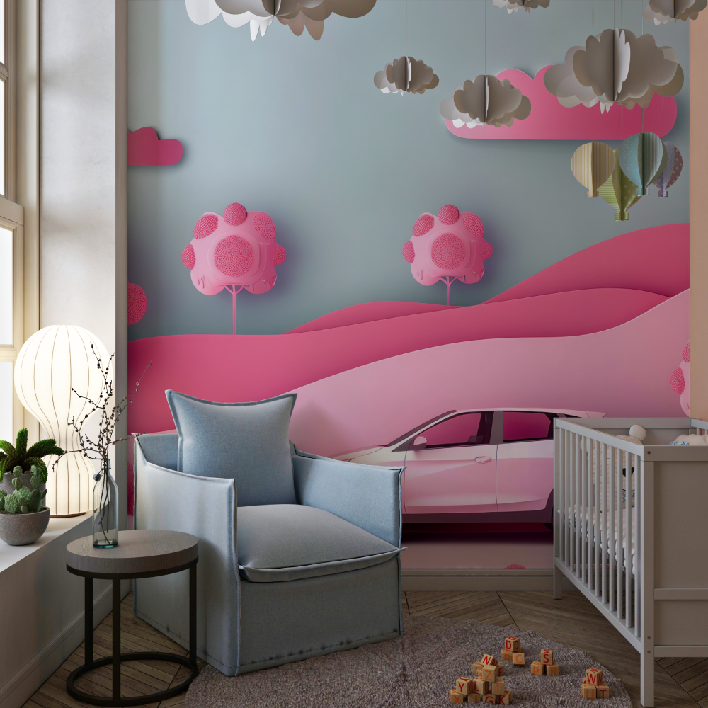 Papier peint pour chambre voiture fille 3d chambre de fille
