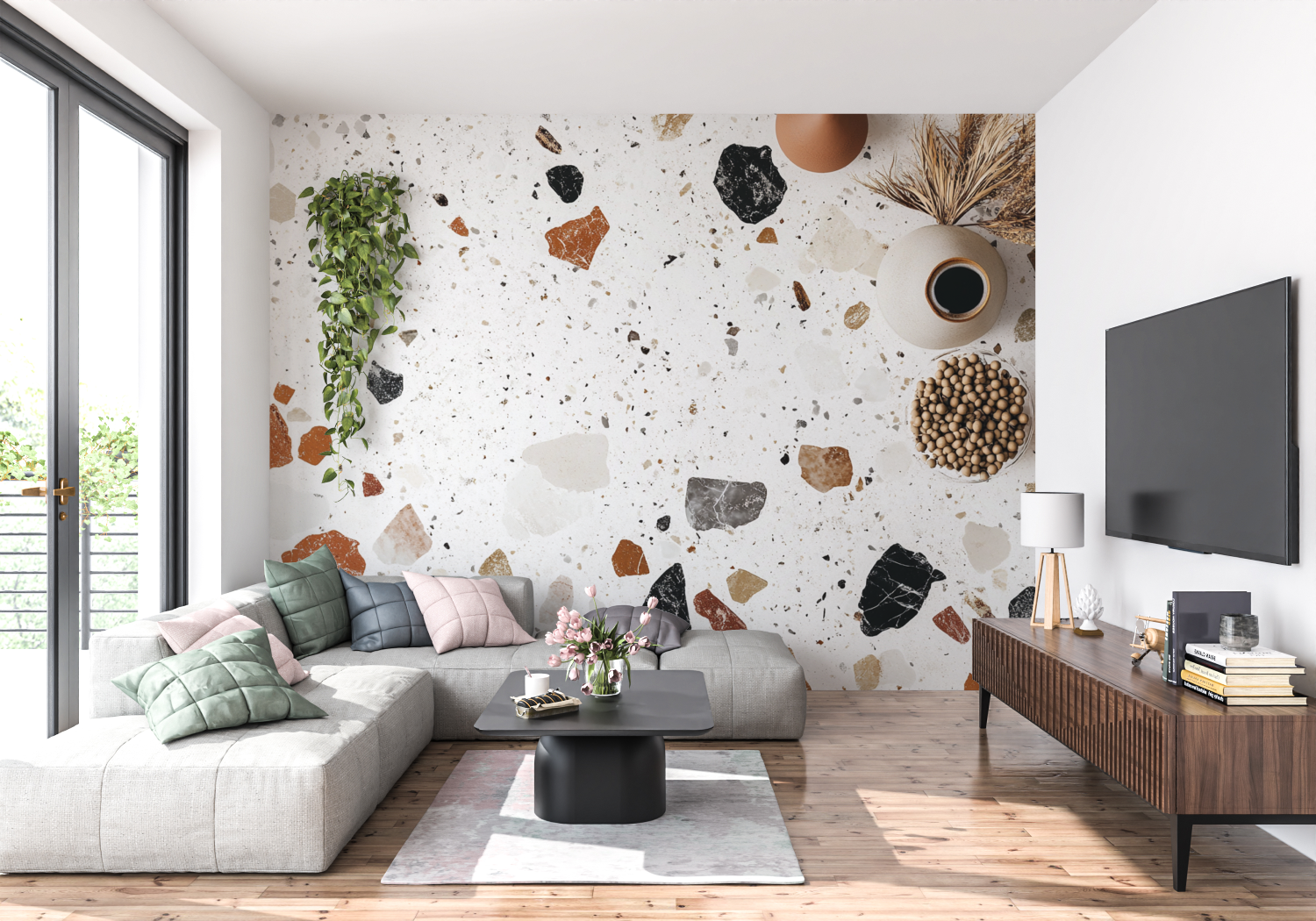 Papier peint terracotta esprit ... moderne panoramique 4murs