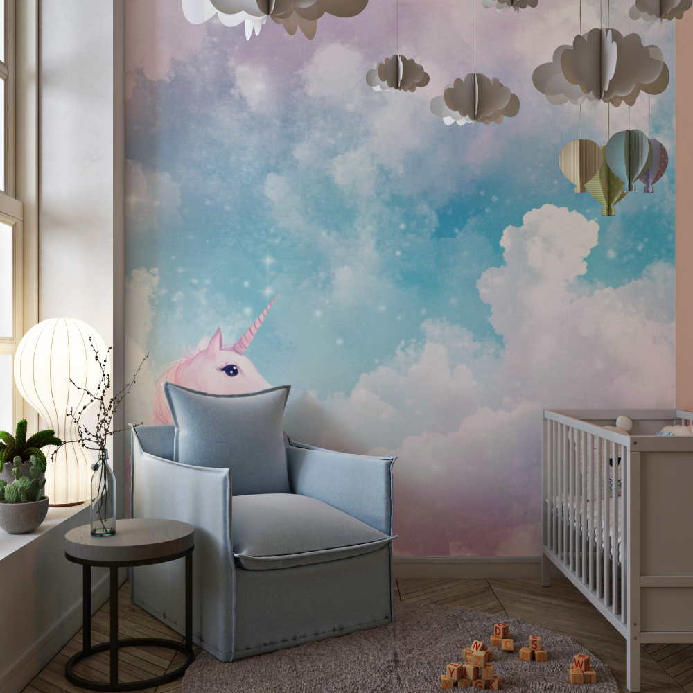 Papier peint decoration licorne...fantaisie chambre de fille