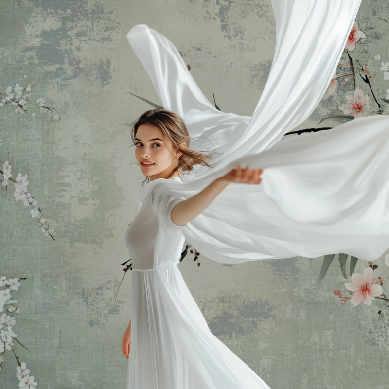 Papier peint fleur japonisant modele