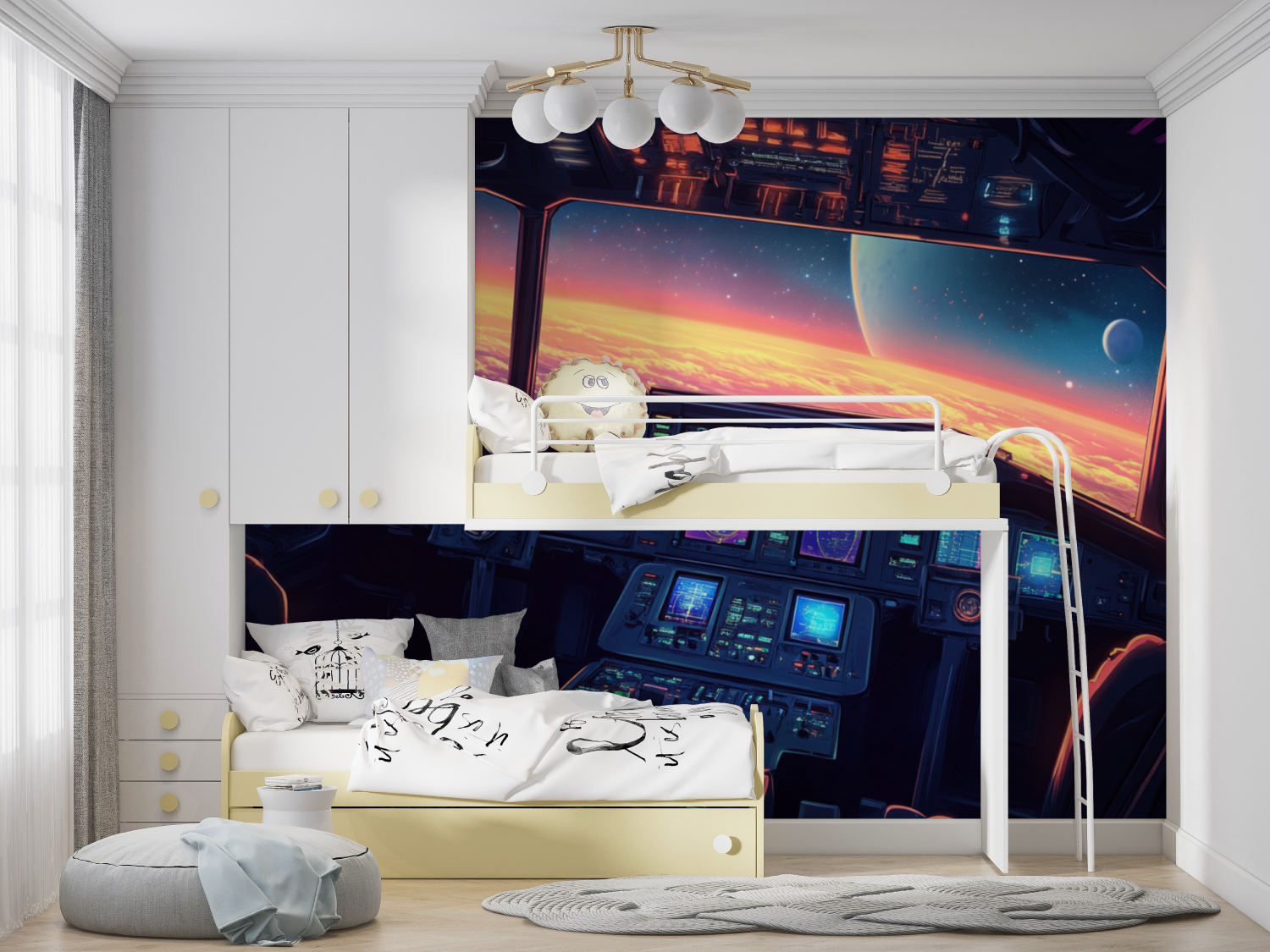 Papier peint cockpit vaisseau manga hero