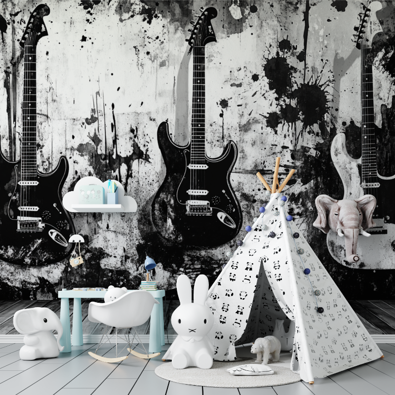 Papier peint rock noir et blanc tapisserie murs