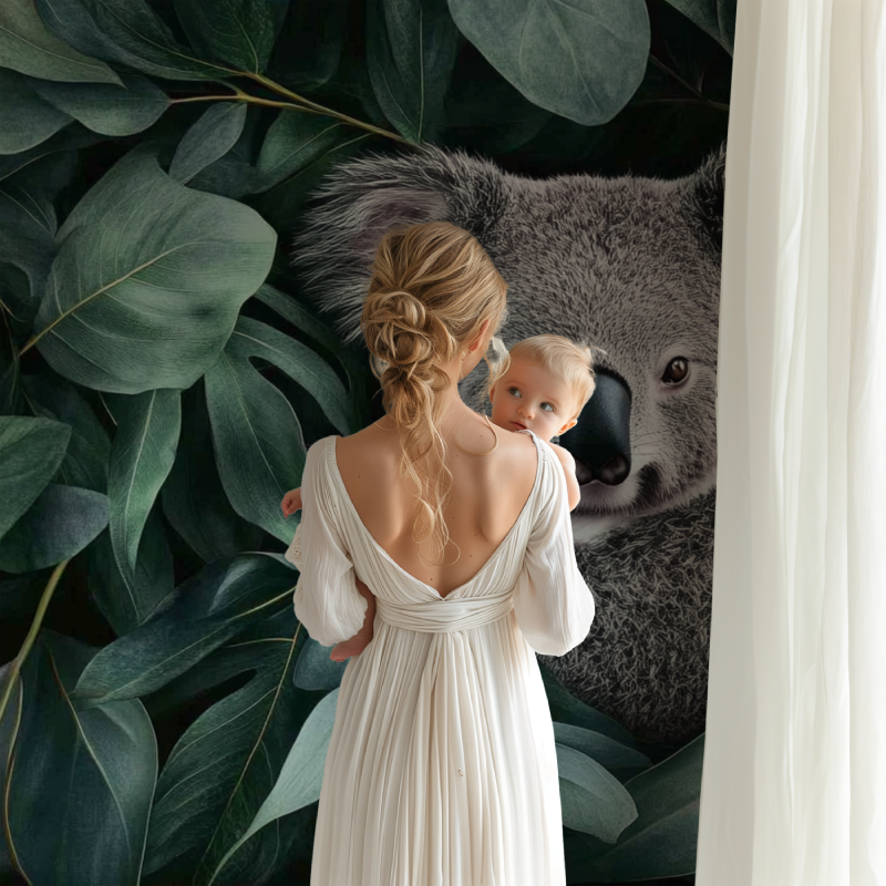 Papier peint koala dans un cocon de feuilles bb123