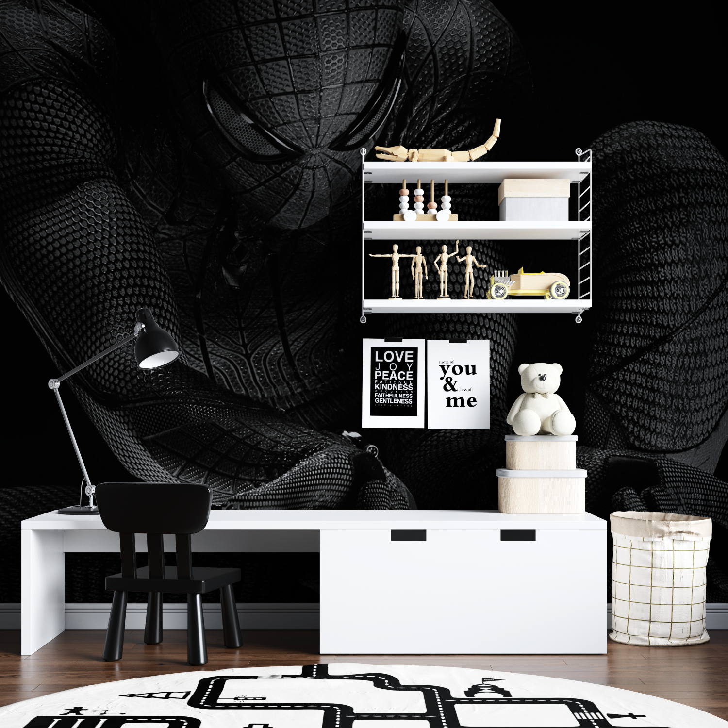 Papier Peint Spiderman Noir Design - tapisserie hero