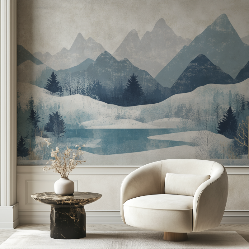 Papier peint vintage nordique chaise tendance