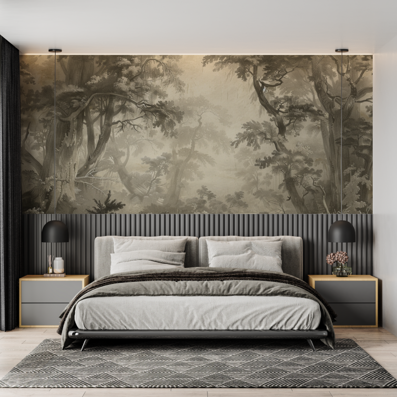 Papier peint foret sepia mural adulte