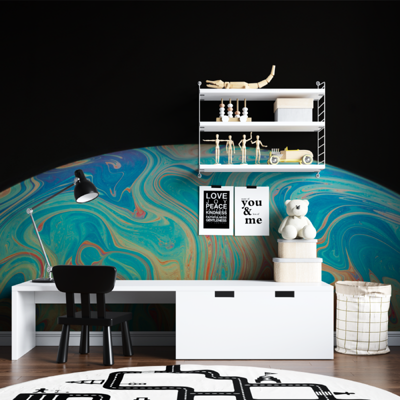 Papier peint espace terre verre tapisserie chambre ados