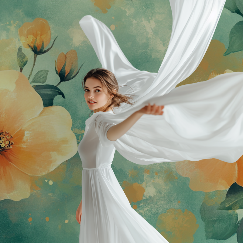 Papier peint fleur verte modele