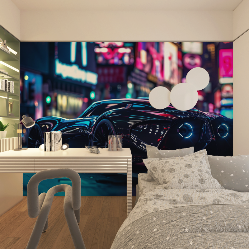 Papier peint voiture de luxe cyberpunk chambre adolescents