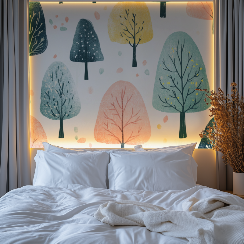 Papier peint arbre nature naive chambre premium