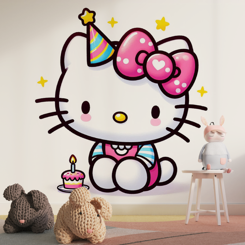 Papier peint hello kitty blanc tapisserie pour fille