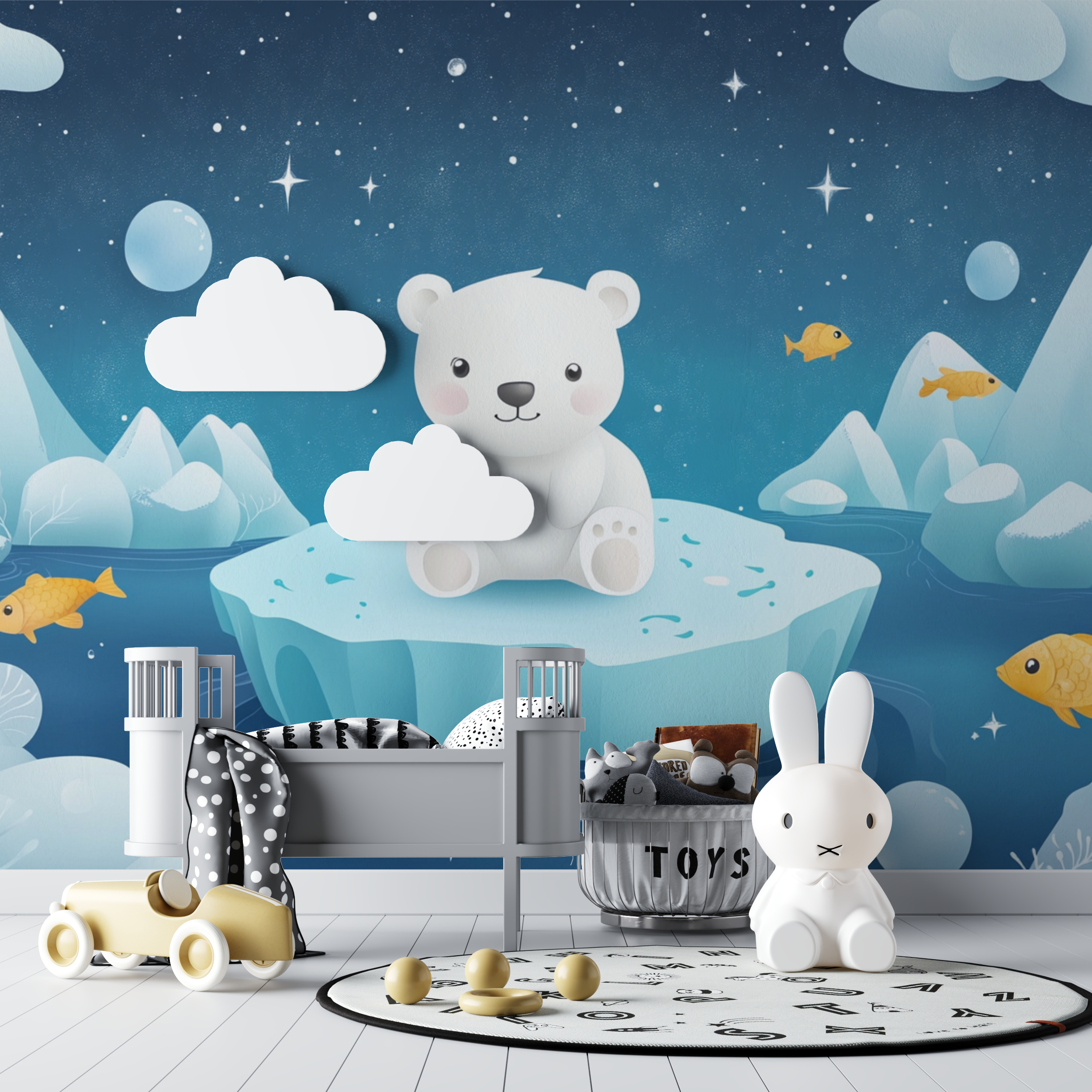 Papier peint bebe ours blanc bebe tipi